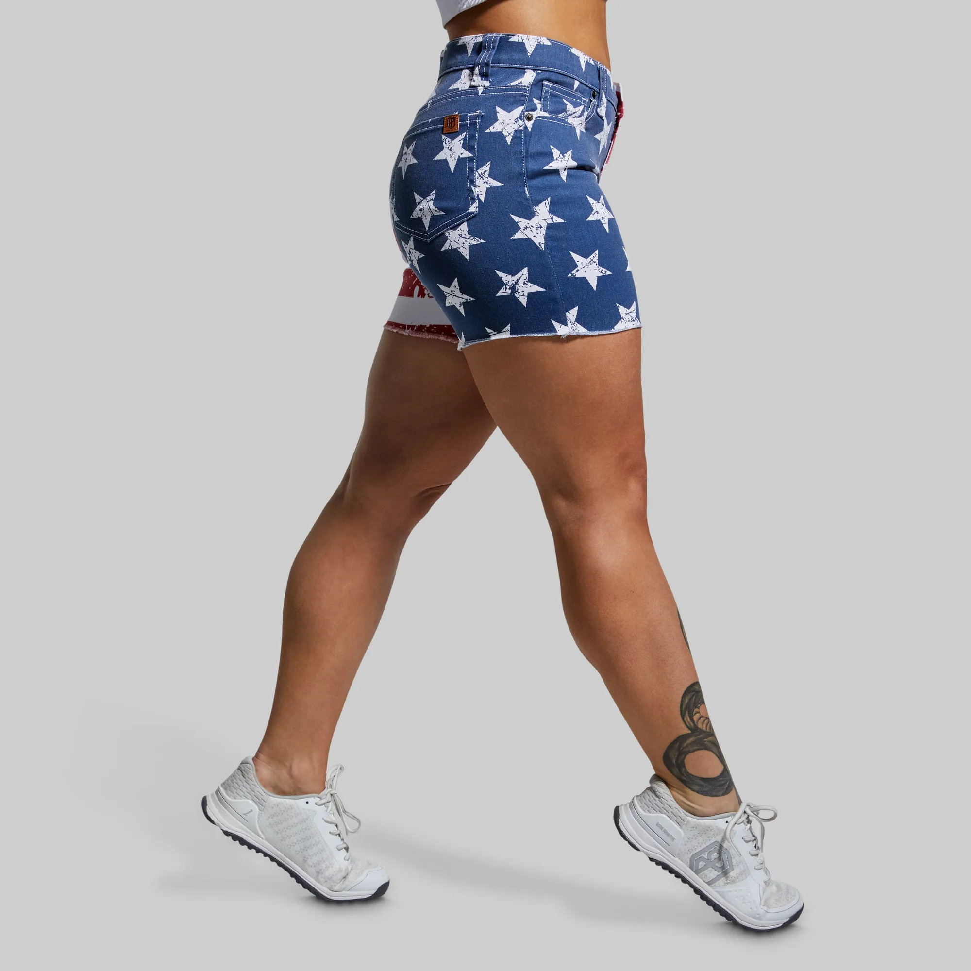 FLEX Stretchy Jean Short (Vintage American Flag)