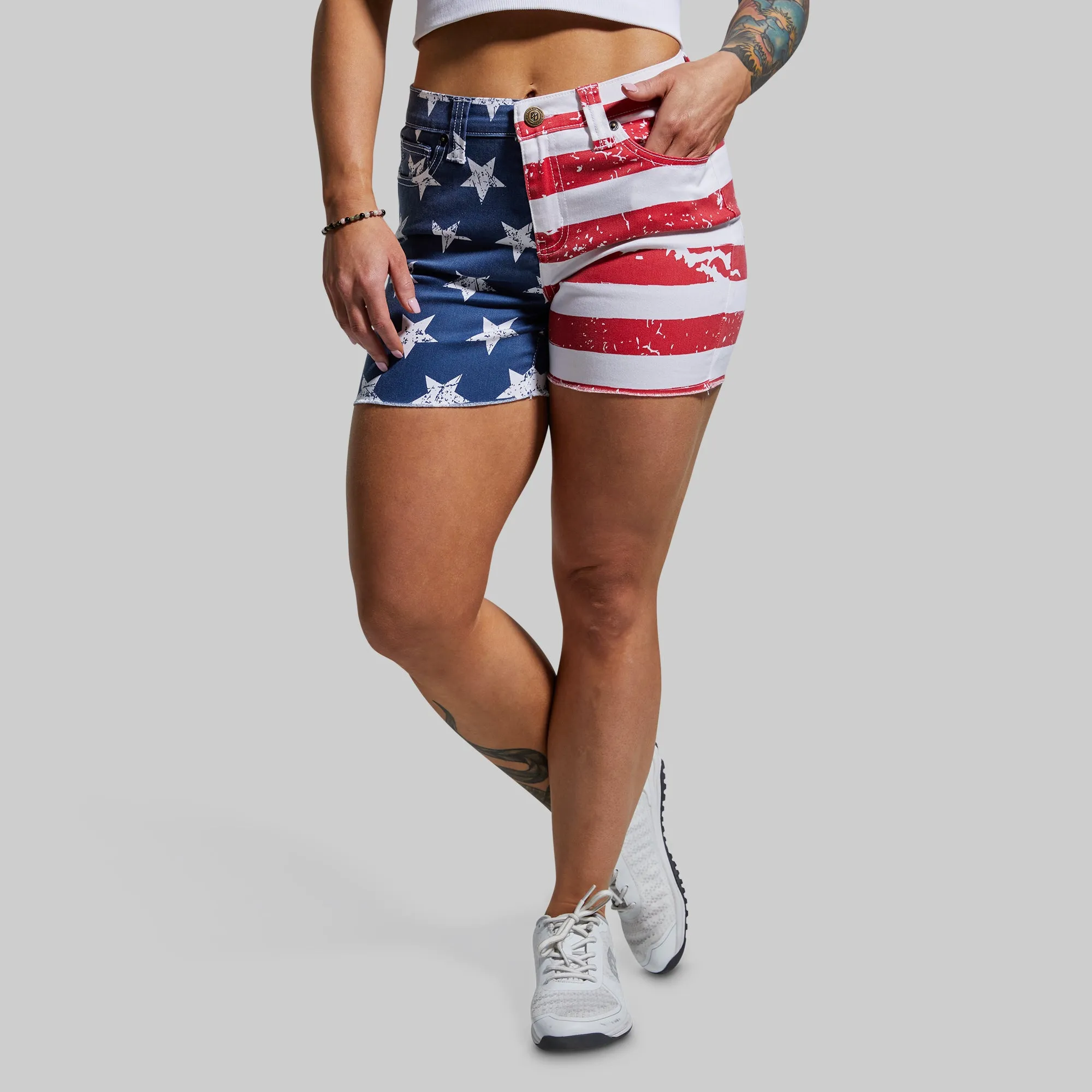 FLEX Stretchy Jean Short (Vintage American Flag)