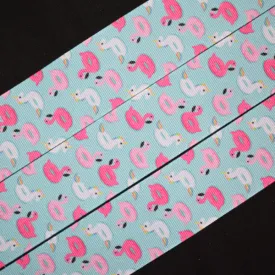 Floating Flamingo Ribbon - 1 1/2 inch Printed Grosgrain