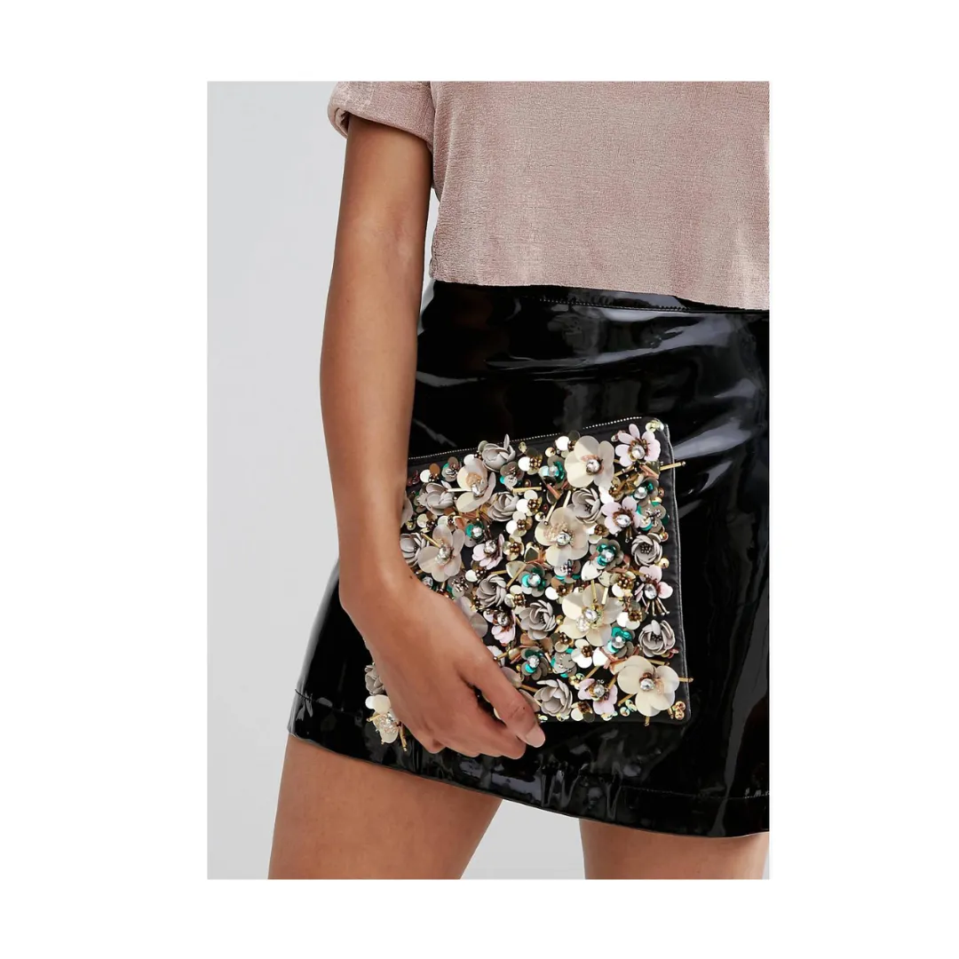 Floral Embellished Clutch Bag