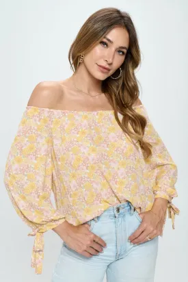 Floral Off-Shoulder Long Sleeve Blouse