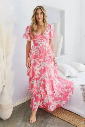 Floral Print Tiered Maxi Dress