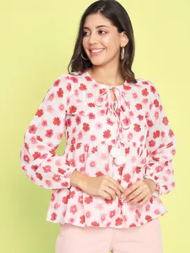 Floral Printed Tie-Up Kurti