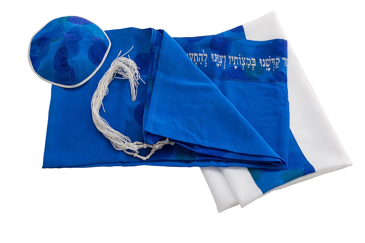 Floral Royal Blue Silk Tallit For Women, Bat Mitzvah Tallit, Tallit for girl, Silk Tallit, Women's Tallit Prayer Shawl