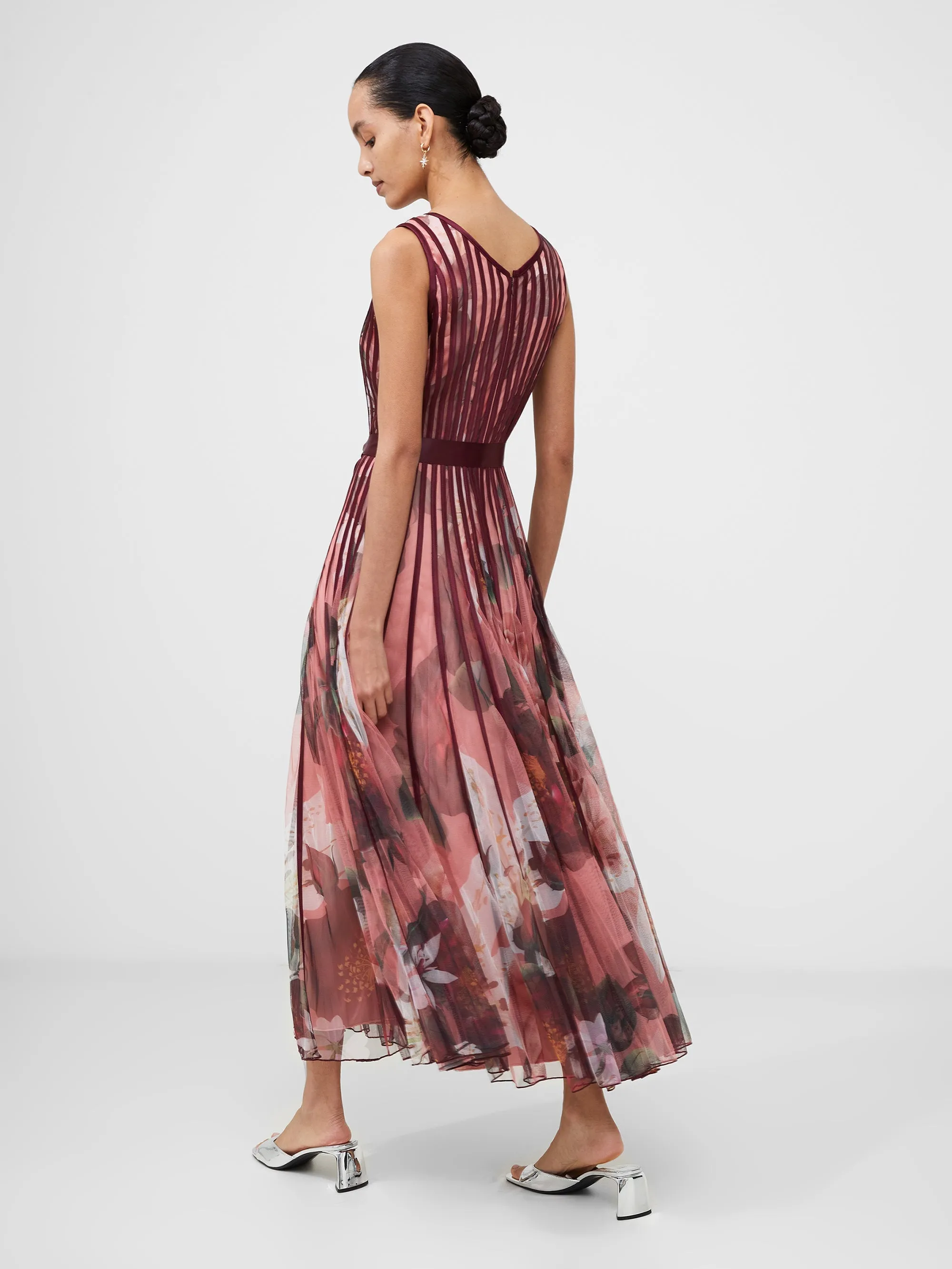 Floral Satin Panel Midaxi Dress