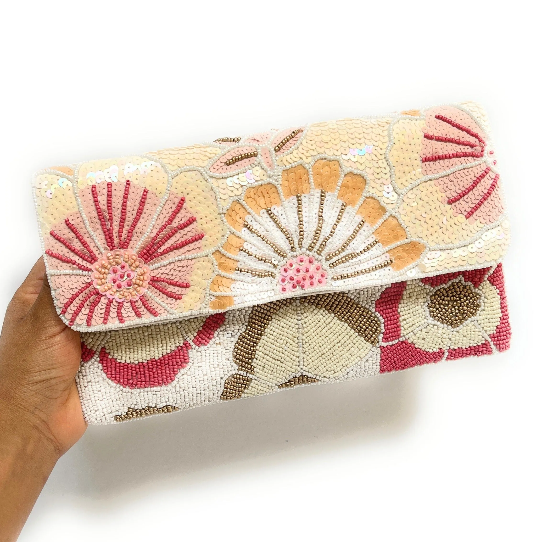 Flowers Beaded Clutch Purse