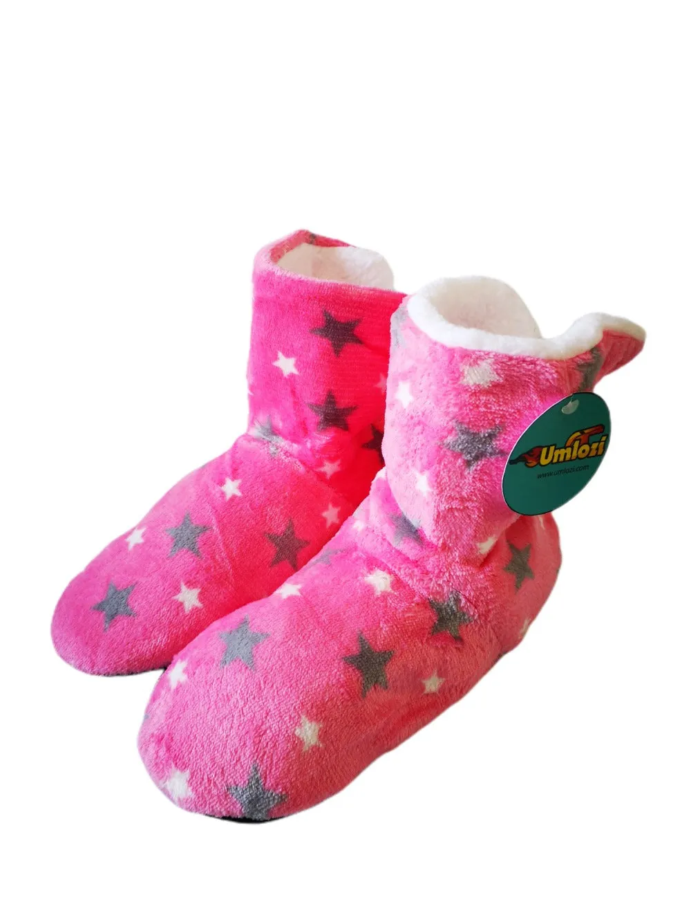 Fluffy Indoor Sherpa Fleece Slipper - Check Boot Style UK 5 - UK 8