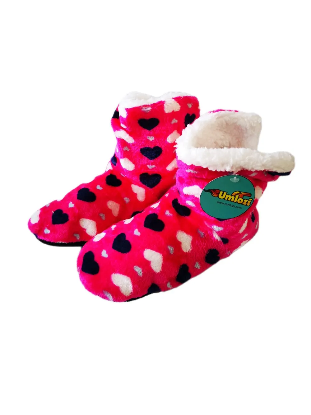 Fluffy Indoor Sherpa Fleece Slipper - Check Boot Style UK 5 - UK 8