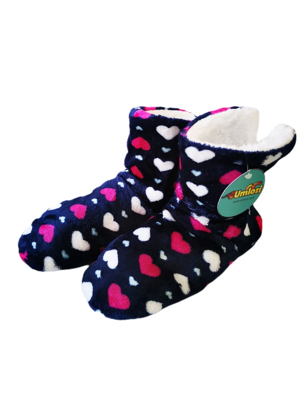 Fluffy Indoor Sherpa Fleece Slipper - Check Boot Style UK 5 - UK 8