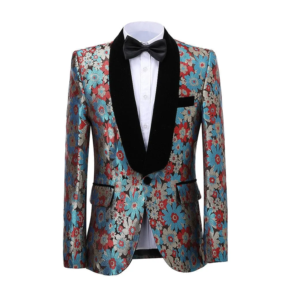 Formal Patterned 2 Pieces Mens Suit Shawl Lapel Tuxedos (Blazer Pants)