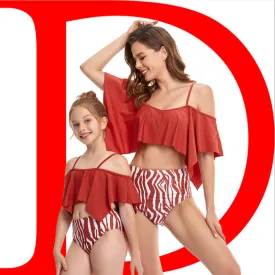 Four Corner Ruffle Parent-Child Split Swimsuit