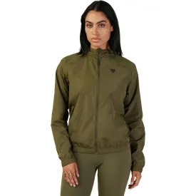 Fox Racing  Womens Fox Head Windbreaker Jacket DWR Lightweight Warm Olive Green