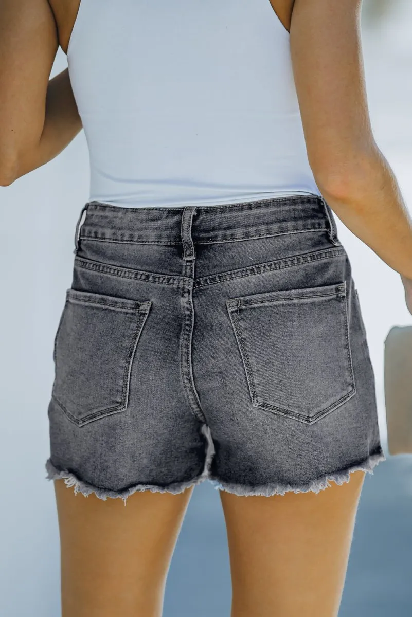 Frayed Distressed Denim Shorts