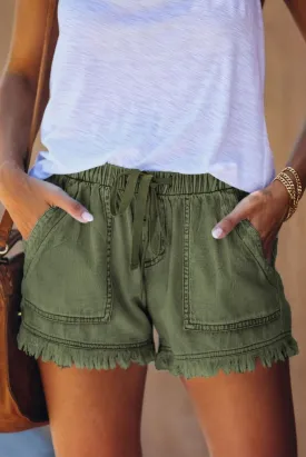 Frayed Linen Denim Shorts