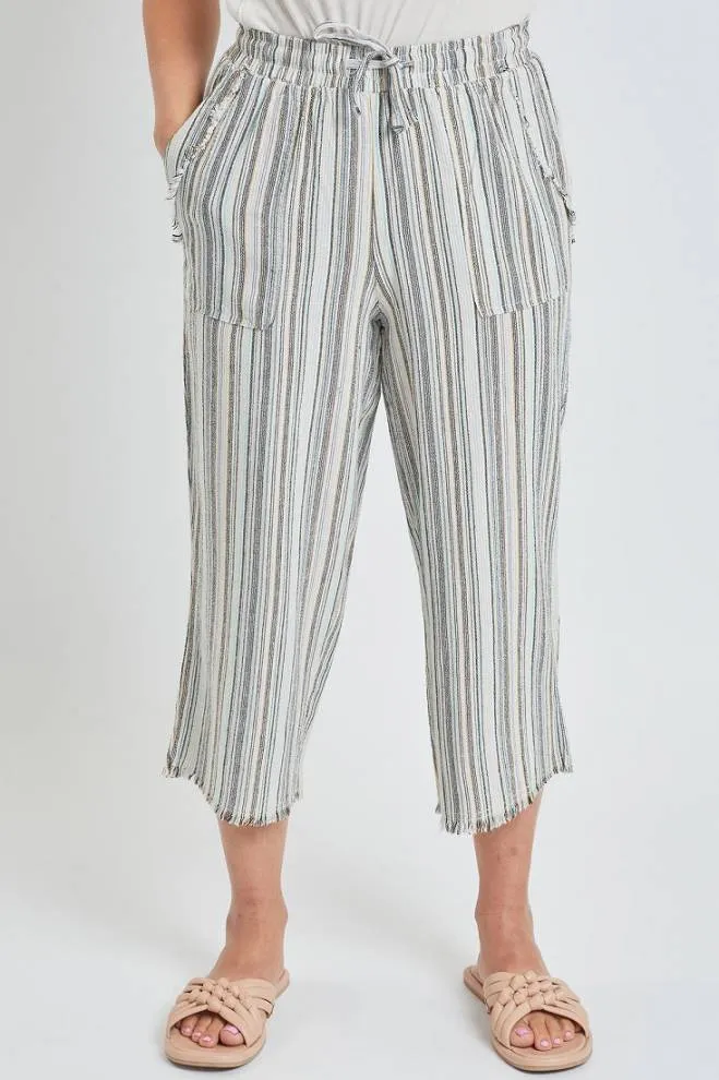 Frayed Striped Culottes