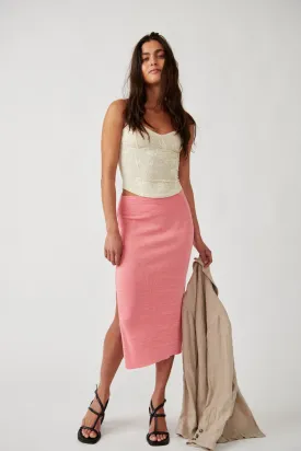 Free People Golden Hour Midi Skirt in Camelia Combo