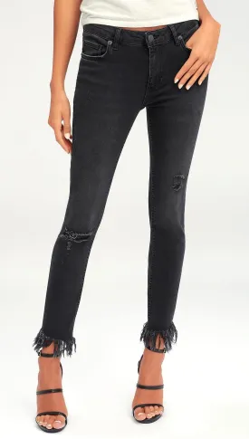 Free People Great Heights Frayed Skinny Black