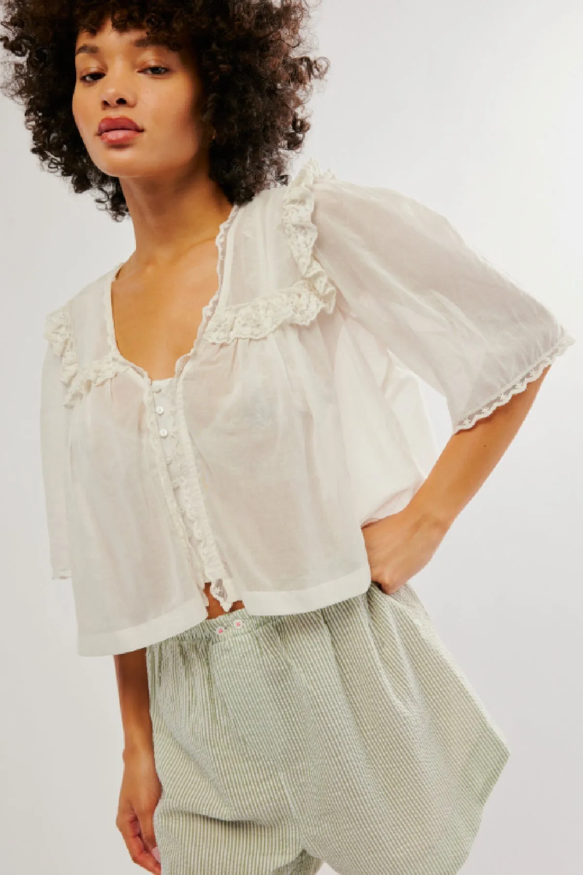 Free People White Luna Top