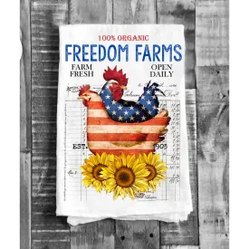 Freedom Farms Patriotic Chickens Flour Sack Tea Towel