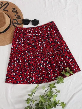 Frill Trim Leopard Print Skirt