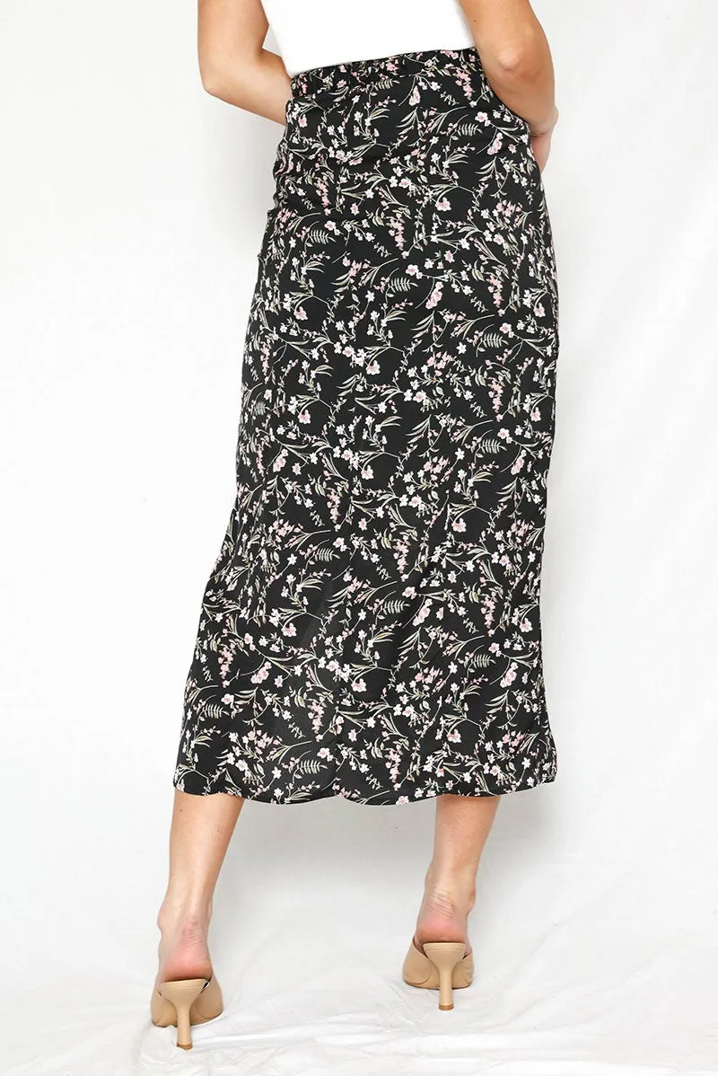 Front slit midi skirt