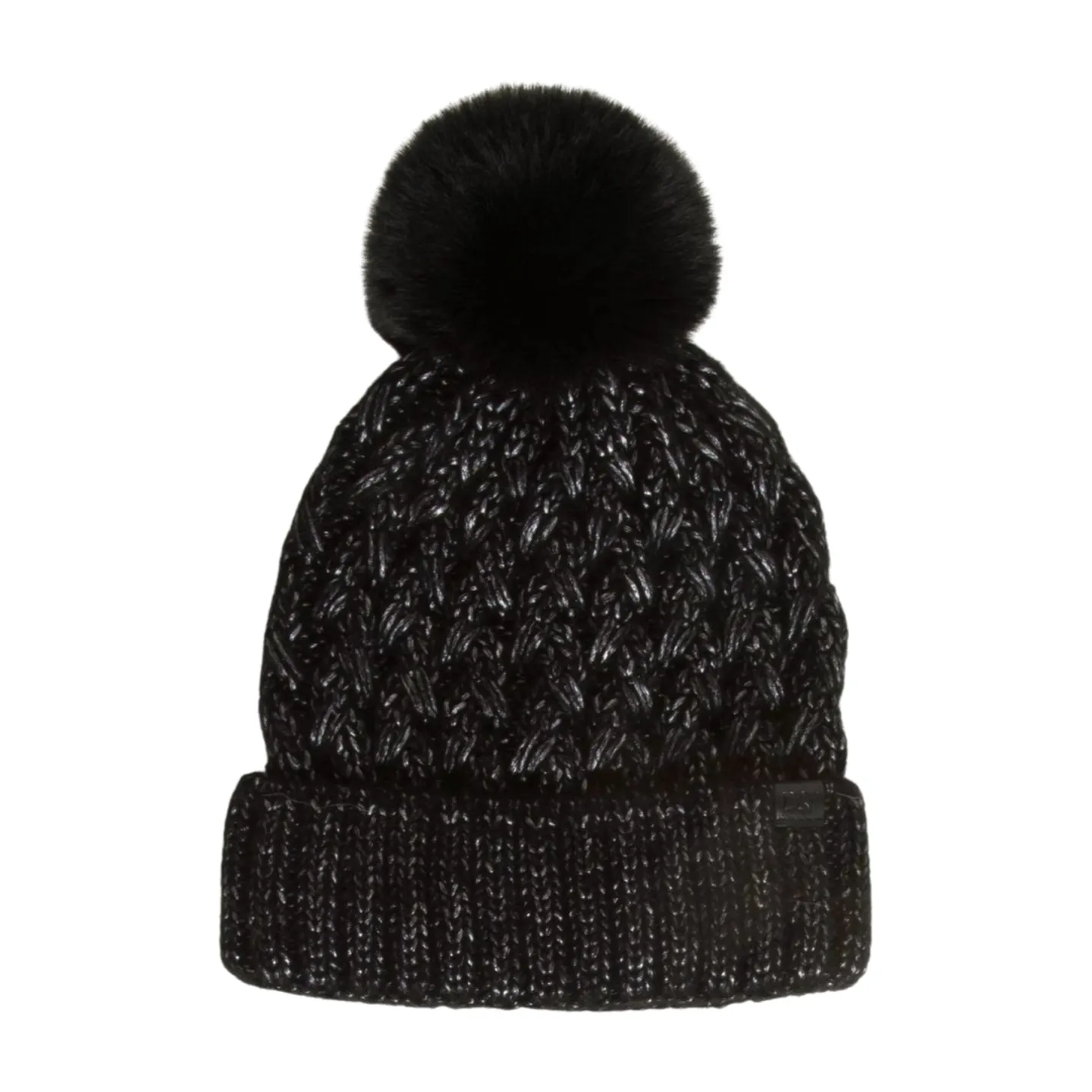 FSBB3705 - Knit Beanie with Faux Fur Pom and D&Y Tab