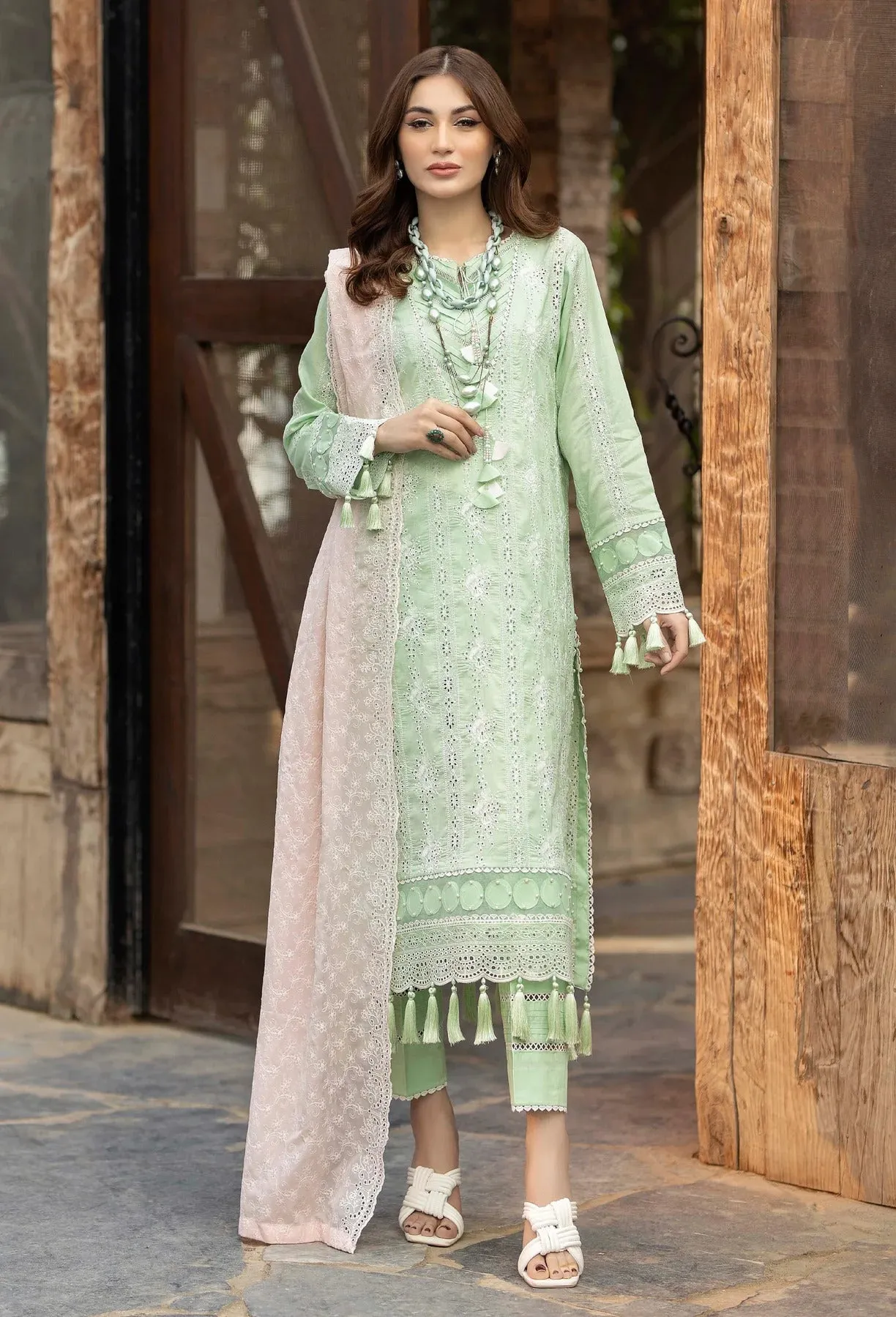 Fuchsia by Adan's Libas Unstitched 3 Piece Chikankari Lawn Collection'2023-01-Laurel Green