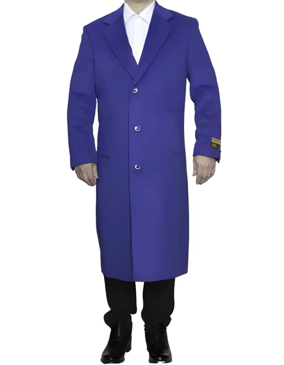 Full Length Royal Blue Wool Dress Ankle length Top Coat/Overcoat