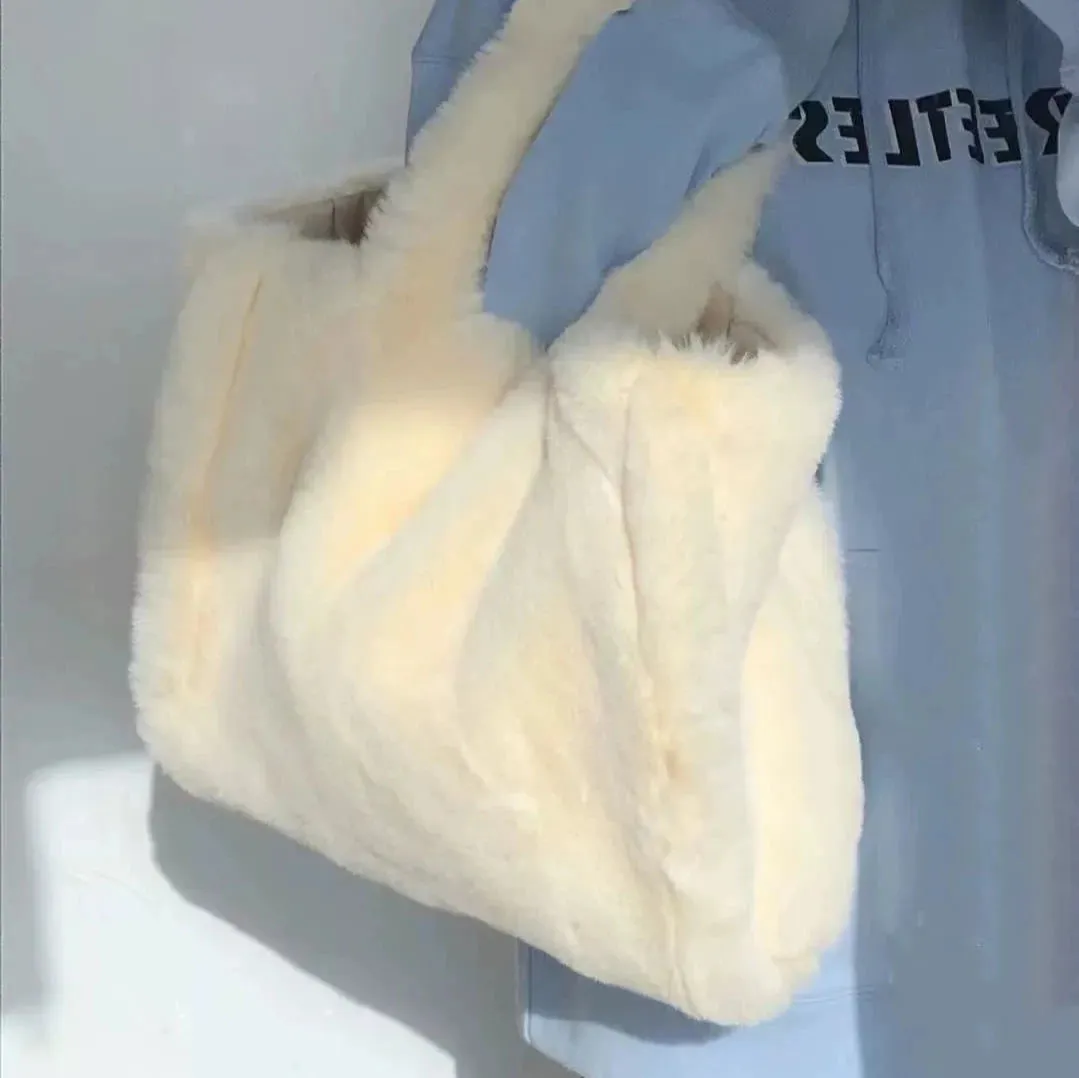 Furry Plush Tote Bag for Women