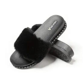 Furry Slides Sandals (Rivet)