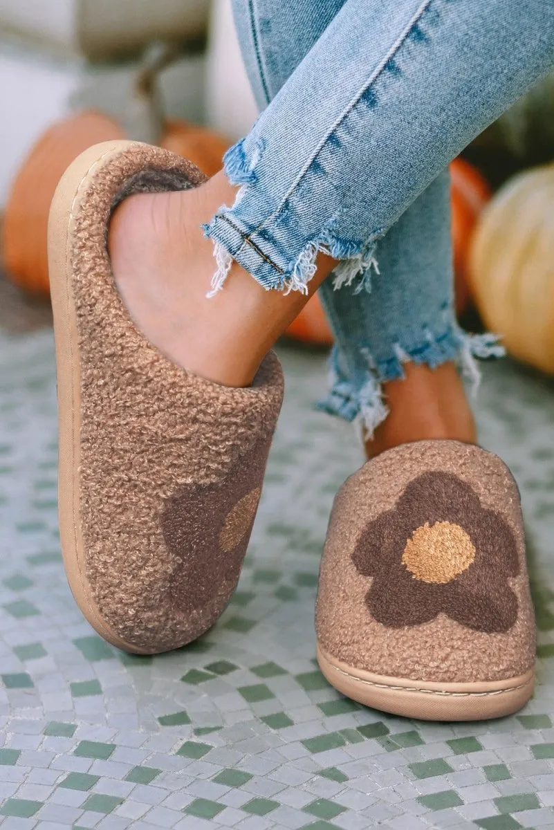 Fuzzy Flower House Slippers