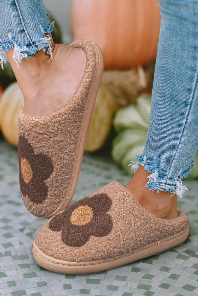 Fuzzy Flower House Slippers