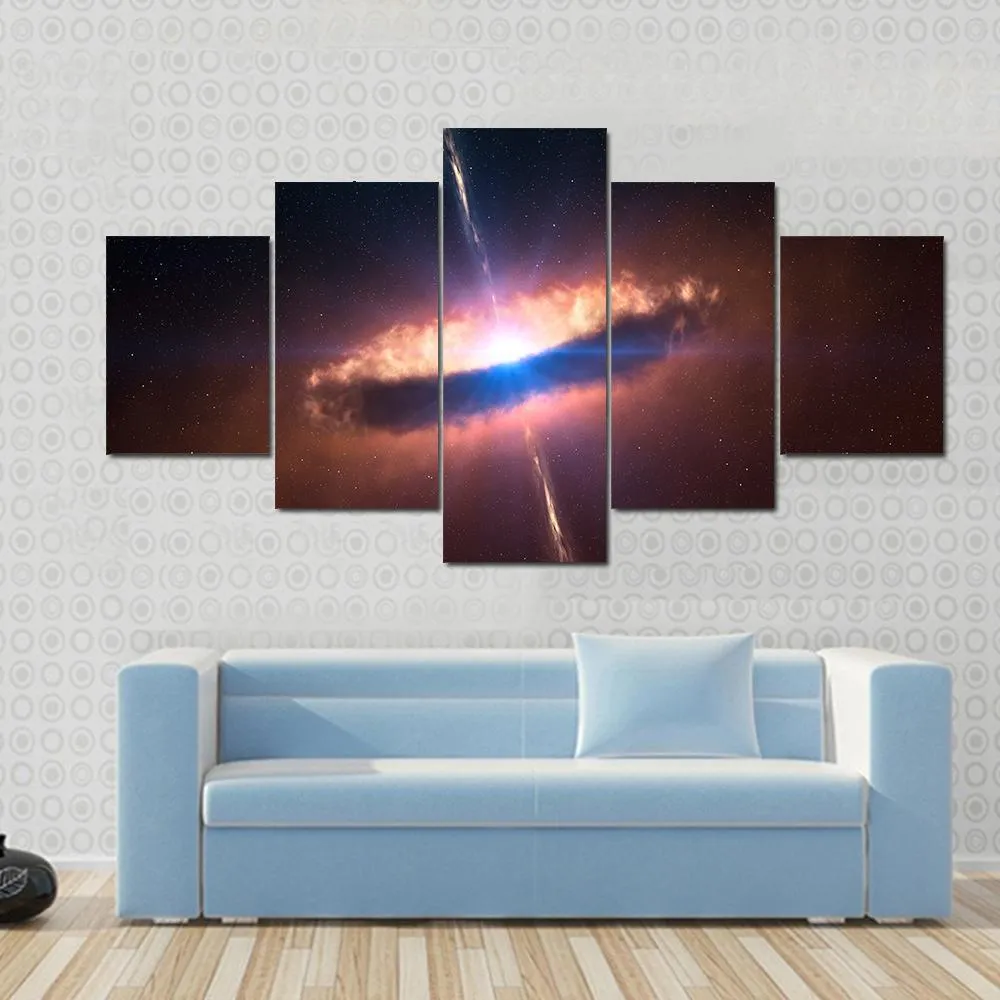 Galaxy System With Bright Optical Centre Element Canvas Wall Art