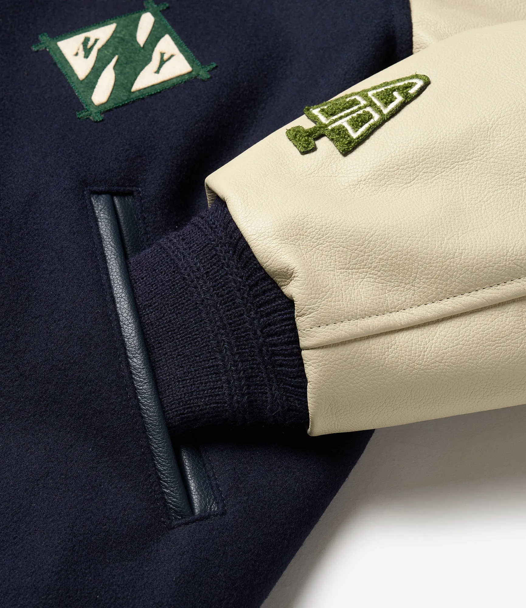 GDP x Golden Bear Varsity Jacket - Navy/Cream - Patches