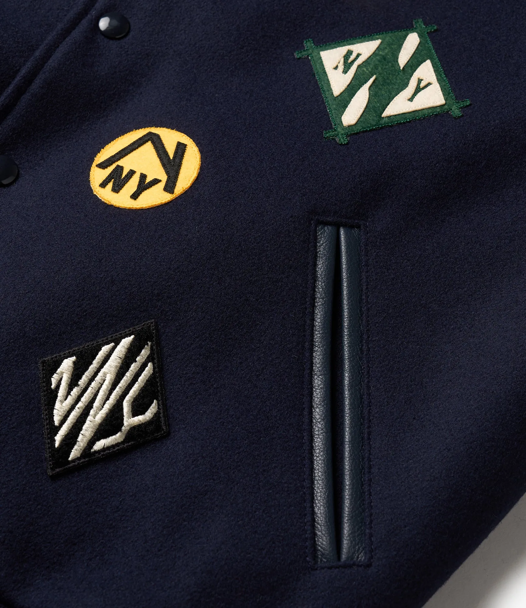 GDP x Golden Bear Varsity Jacket - Navy/Cream - Patches