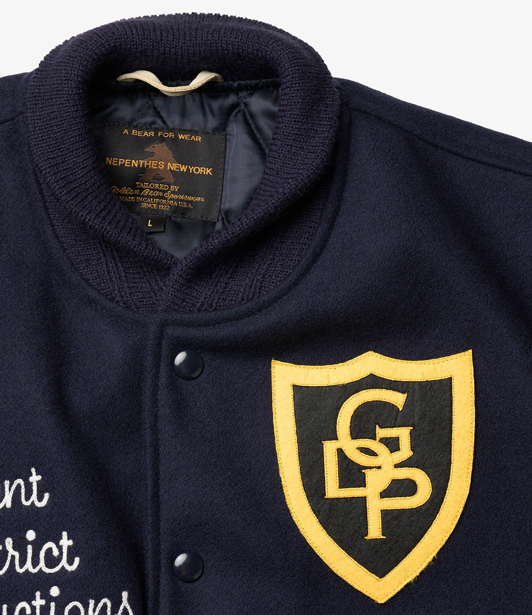 GDP x Golden Bear Varsity Jacket - Navy/Cream - Patches