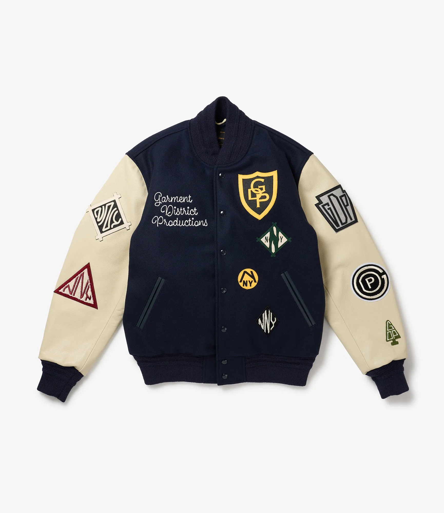 GDP x Golden Bear Varsity Jacket - Navy/Cream - Patches