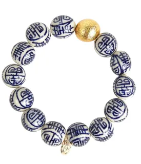 Georgia Beaded Bracelet - Blue Chinoiserie