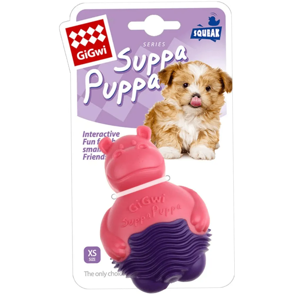 GiGwi Suppa Puppa Hippo Toy for Dogs (Pink/Purple)