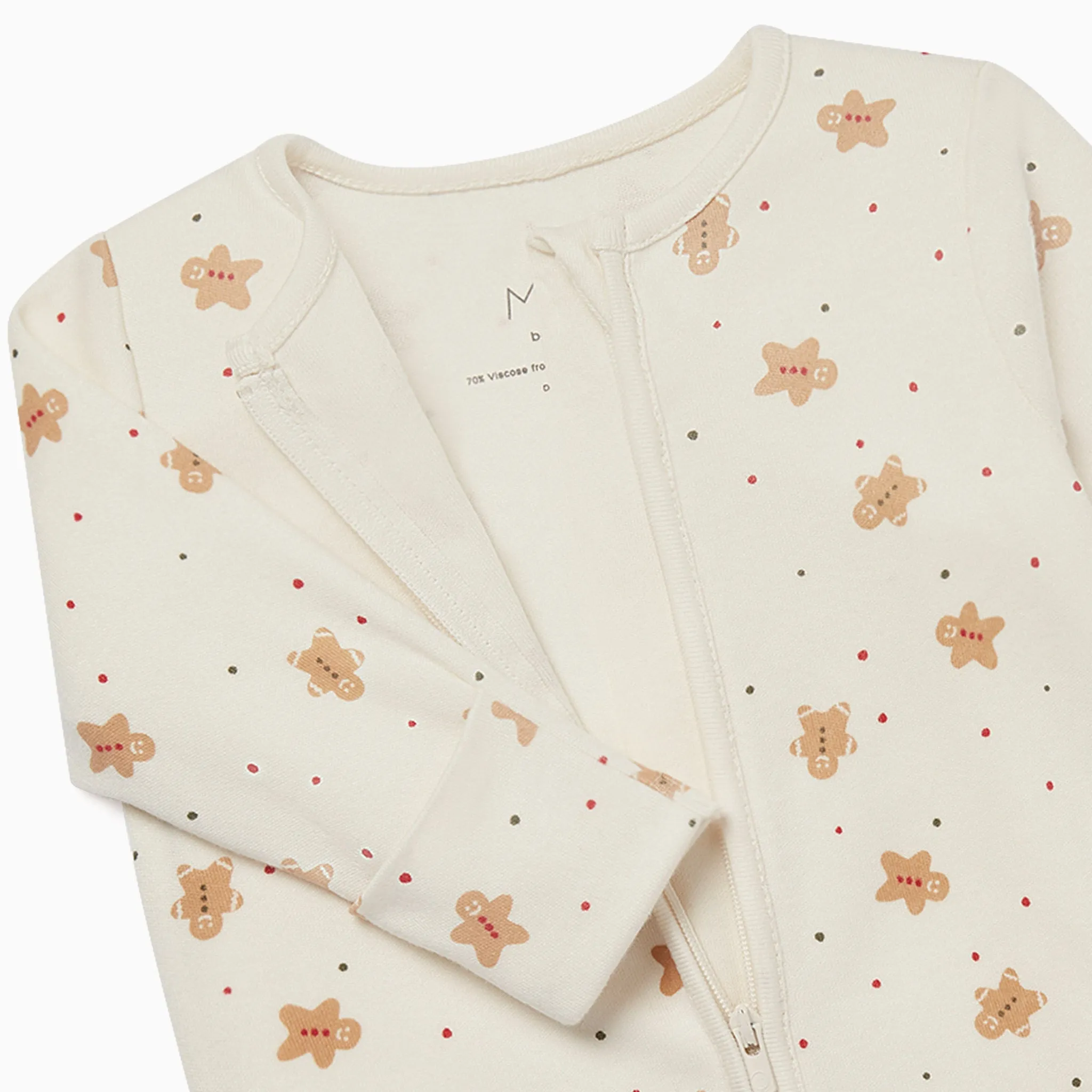 Gingerbread Print Clever Zip Baby Pajamas