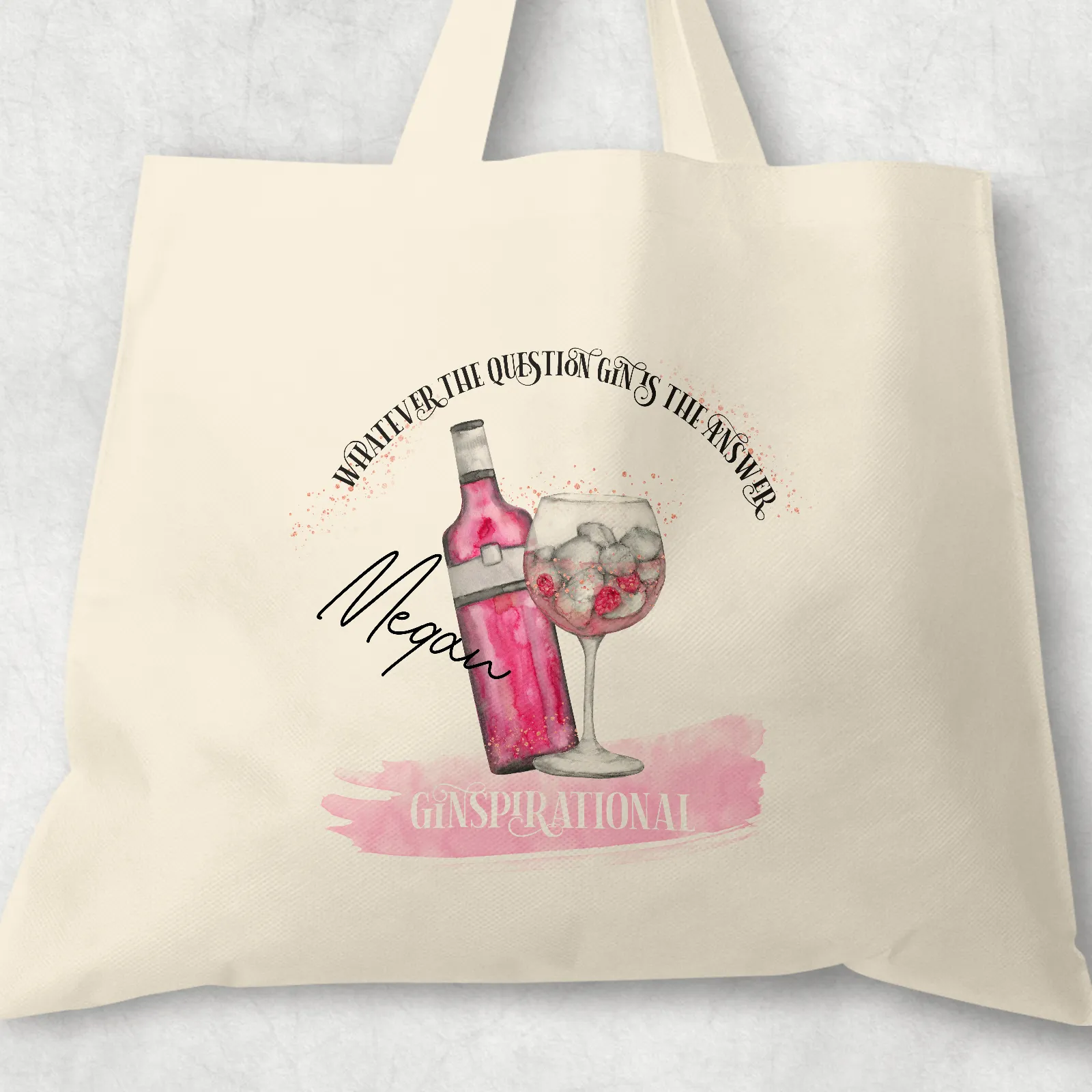 Ginspirational Gin is the Answer Tote Bag Personalised Alphabet MUA Gift