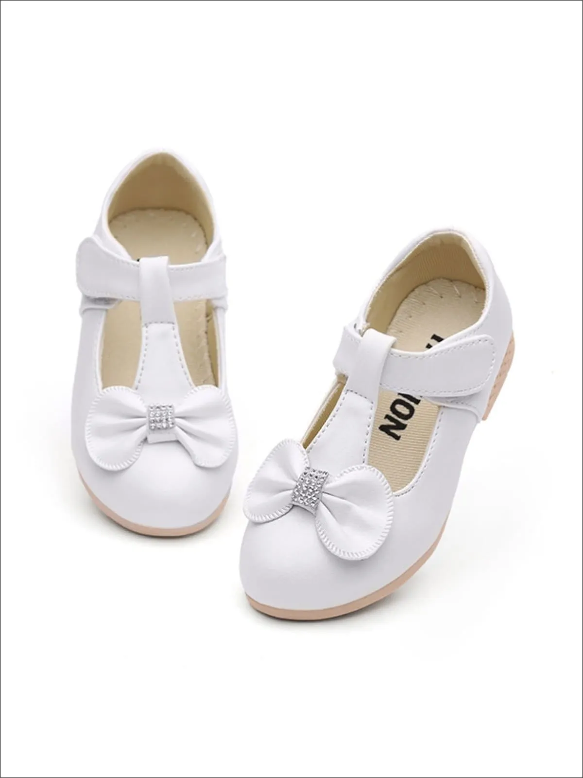 Girls Bow Tie Embellished Mary Jane Flats By Liv and Mia