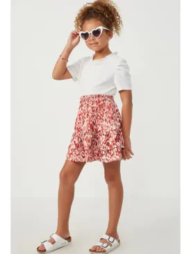 Girls Oil Print Layered Ruffle Skirt