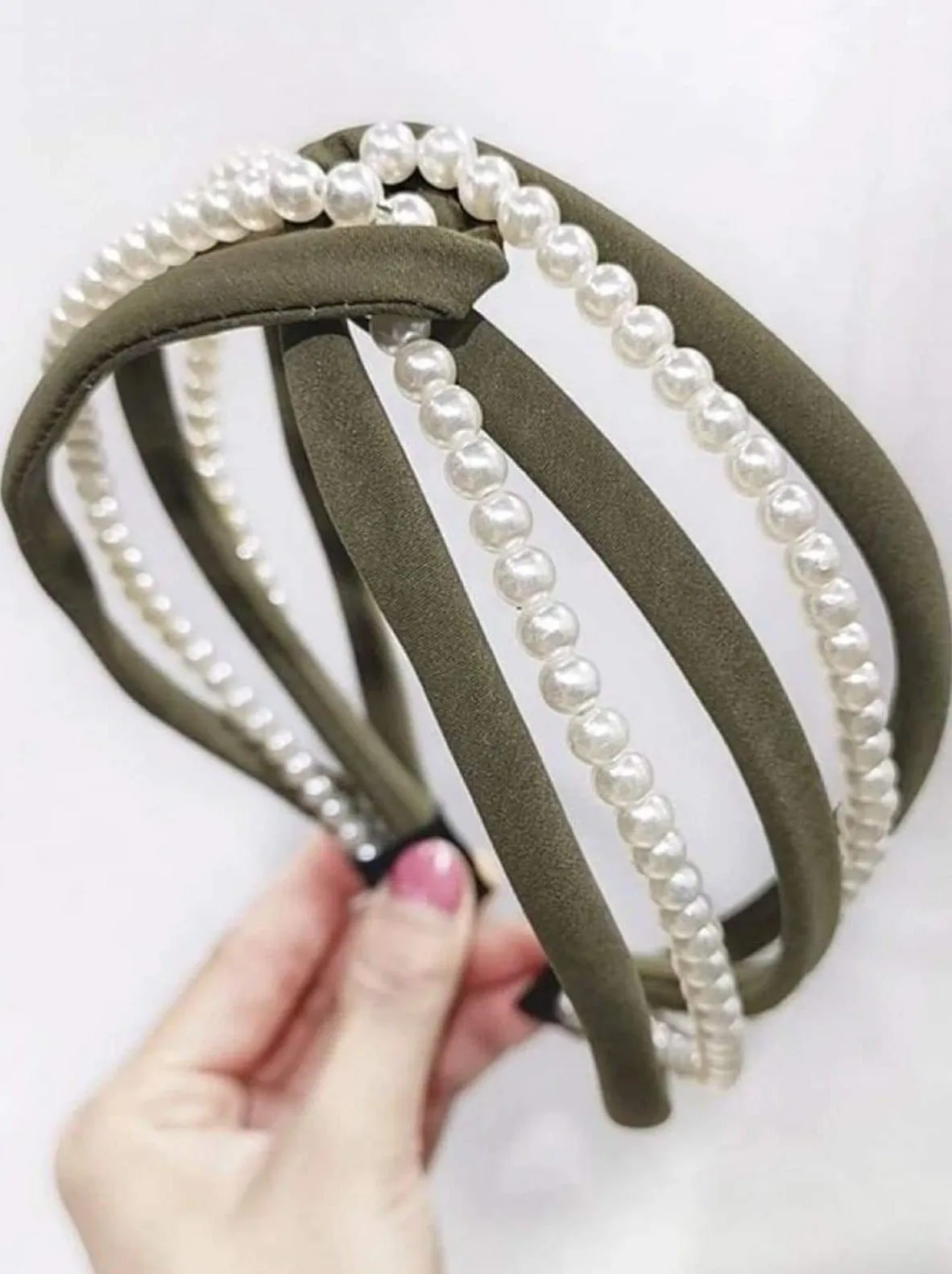 Girls Pearl and Velvet Knot Headband