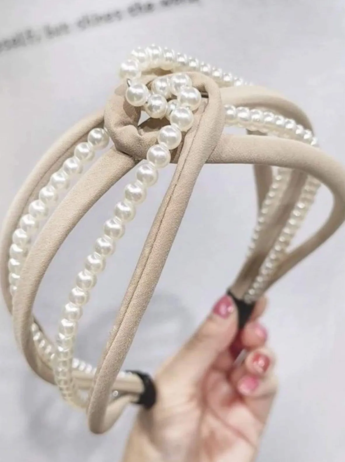 Girls Pearl and Velvet Knot Headband