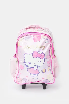 Girls Pink And Fuchsia Hello Kitty Print 18" Trolley Bag