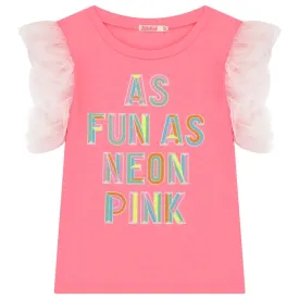 Girls Pink Tulle Neon T-Shirt