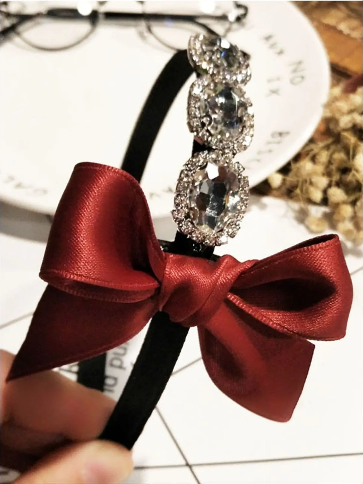 Girls Rhinestone Ribbon Hairband