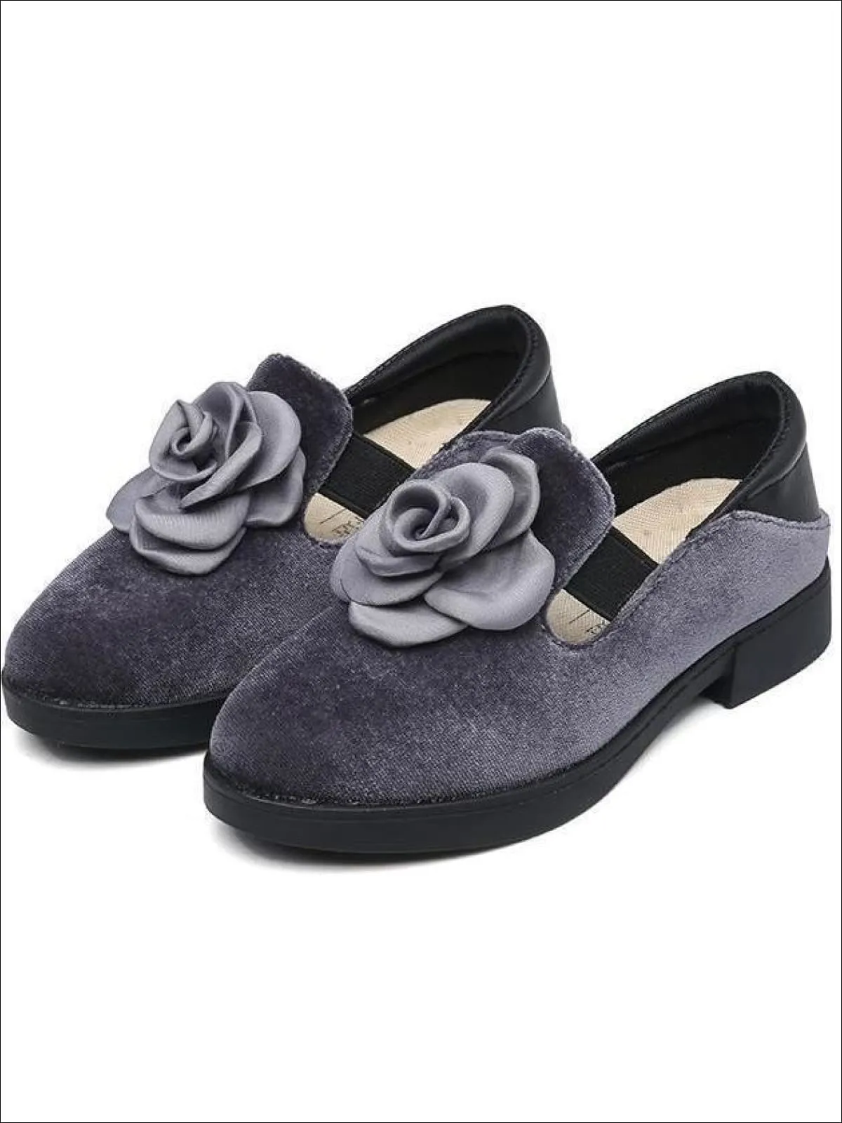 Girls Rosebud Velvet Clogs By Liv and Mia