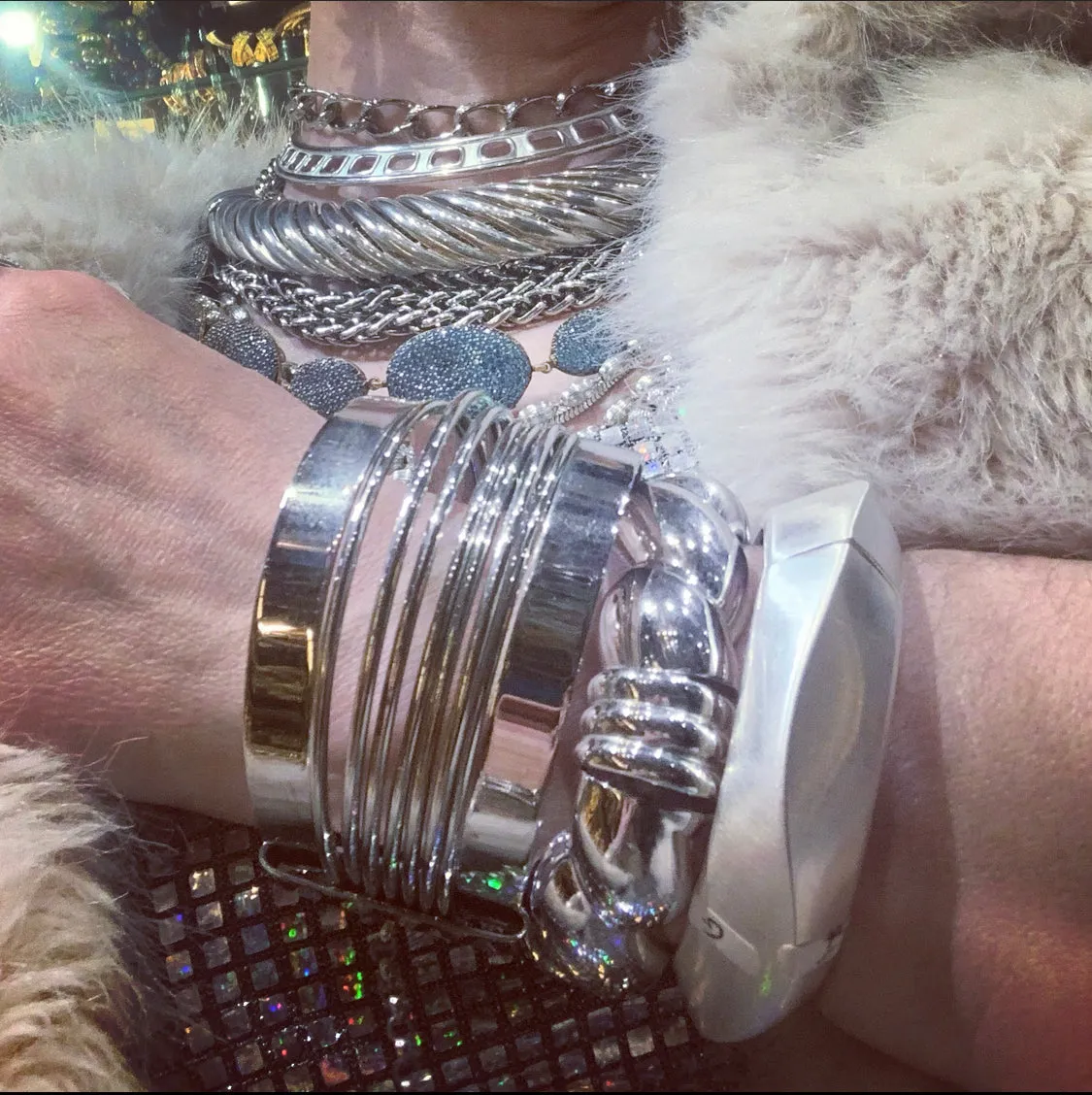 Givenchy chunky silver tone modernist bracelet